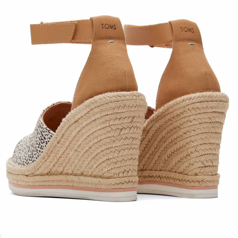 Toms Marisol natural leopard wedge heel open toe ankle strap sandals size 8 - Picture 3 of 8